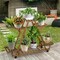 Indoor Outdoor Plant Stand Flower Pot Holder Rack Wood Shelf Wheels Heavy Duty